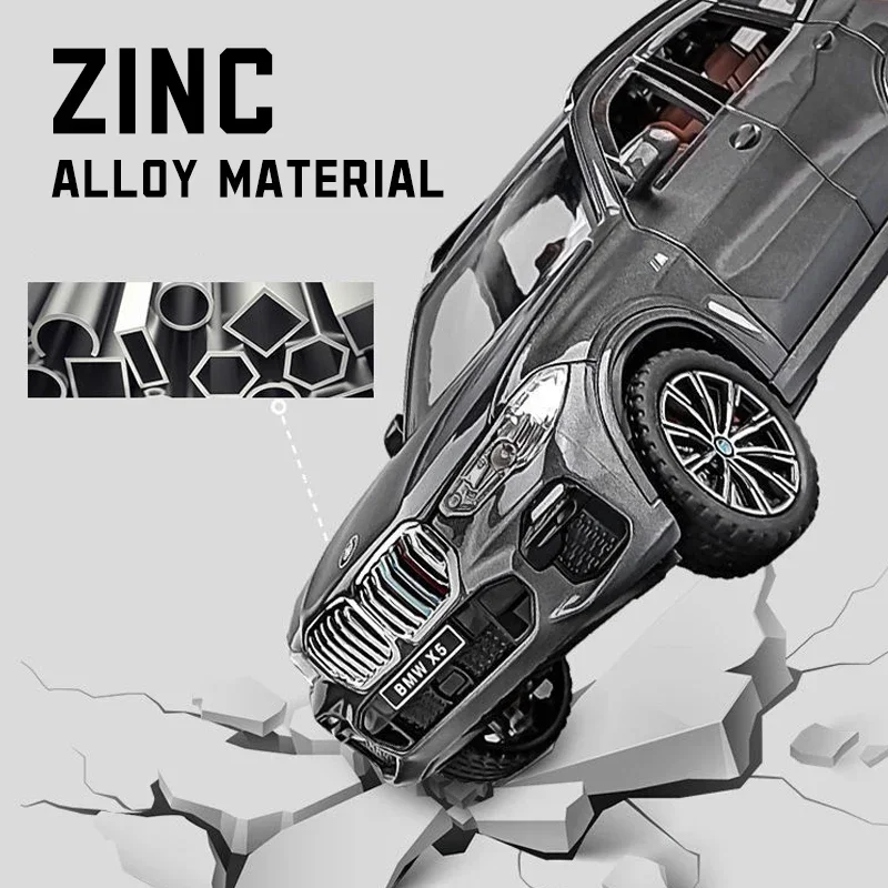 1:24 X5 SUV Toy Car Models Alloy Diecast Miniature Models Sound Light Doors Opened Pull Back Ornament Vehicles Child Gifts