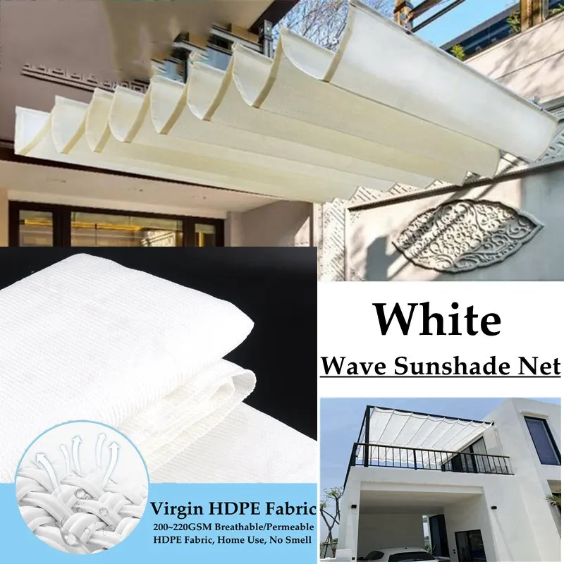 Thicken White Color Telescopic Wave Sunshade Net Home Garden Courtyard Pavilion Sun Sails Sun Room Canopy Cloth Sun Shade Nets