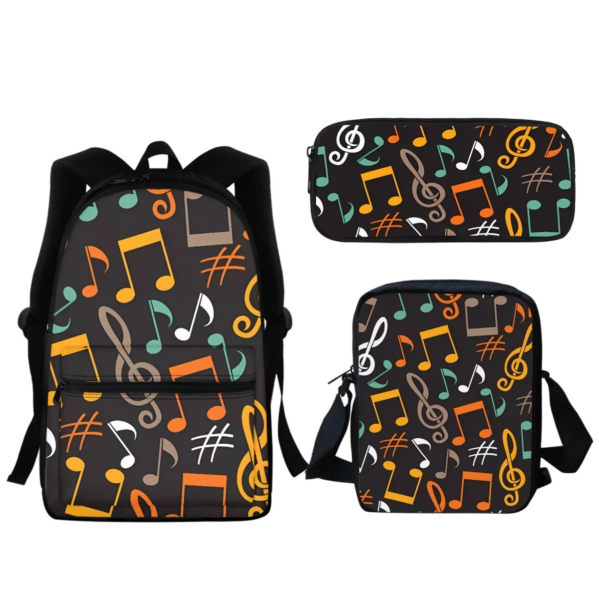 Mochila escolar com música para meninos e meninas, bolsa de ombro adolescente com zíper de grande capacidade, estojo para lápis, presente para criança, 2024