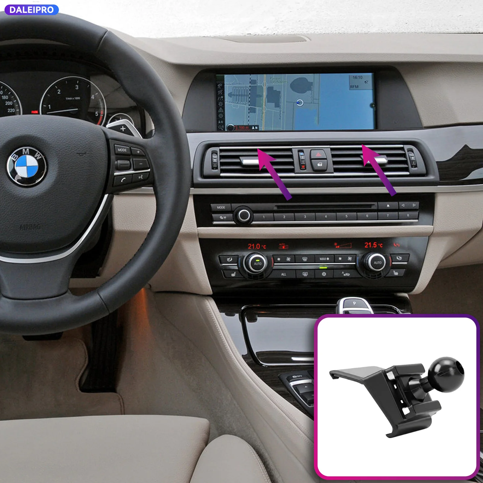 For BMW 5 Series F10 2011 2012 2013 2014 2015 2016 Phone Holder, 2-in-1 Holder & Base Kit, OEM Clip-On Design Phone Holder Base