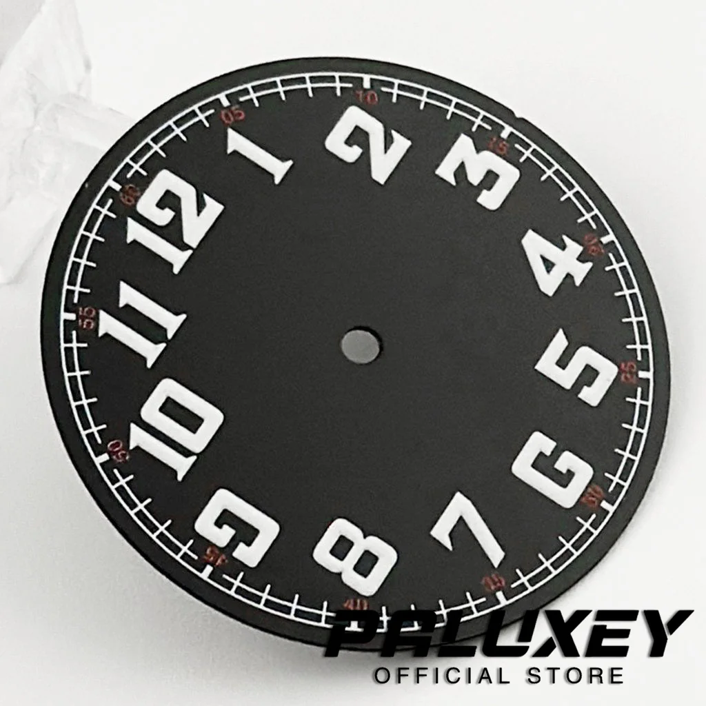33.5mm Pilot Style Classic Black Watch Dial Fit NH35 4R35 NH36 4R36 Arabic Numerals Watch Faces Modified Watch Accessories