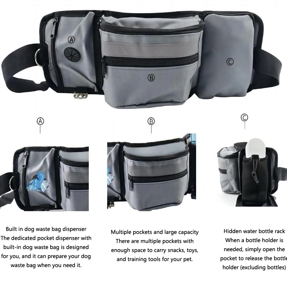 Dog Training Waist Bag Multi-functional Outdoor Pet Feeding Bag Pet Portable Belt Accompanying Dogs Treat Pouch For Polyester