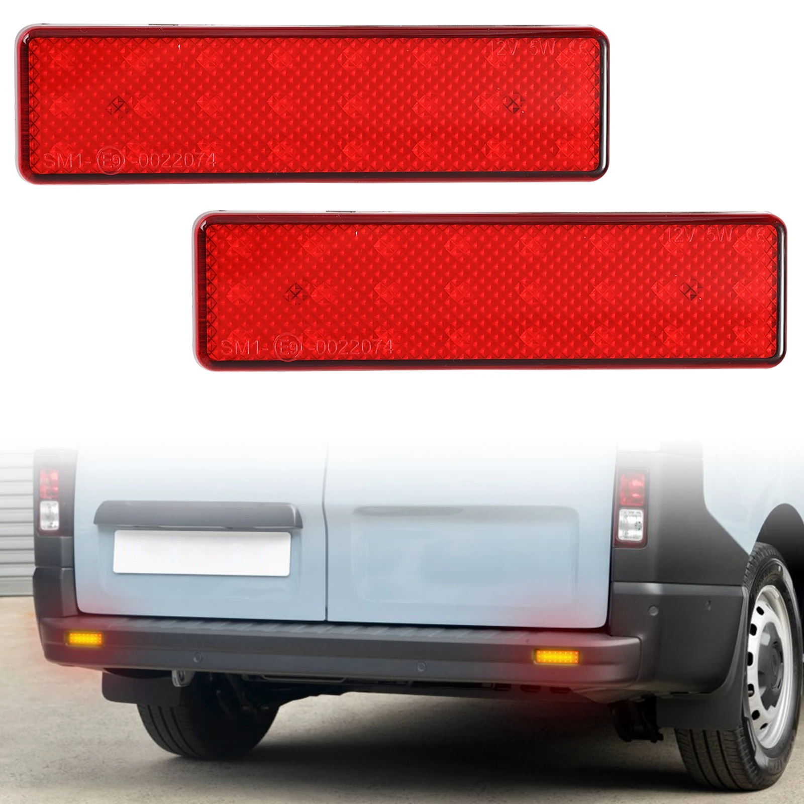 2pcs Red Lens Rear Bumper Reflector Light L&R For Vauxhall Opel Vivaro Movano A Primastar 2001-up LED Tail Light Break Light 12V