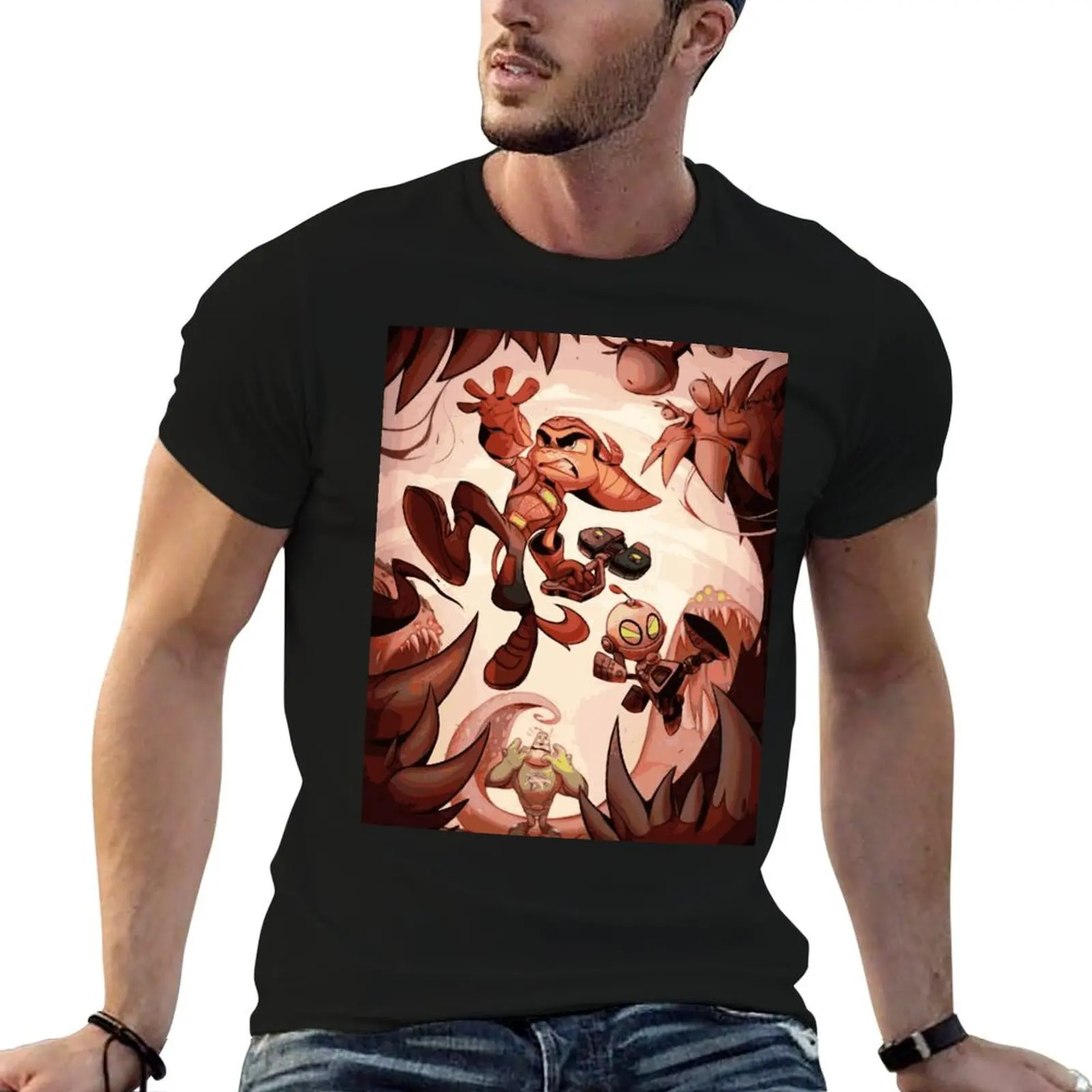 Ratchet and Clank Ready to Fight T-Shirt Casual Light Summer Short Sleeve Top