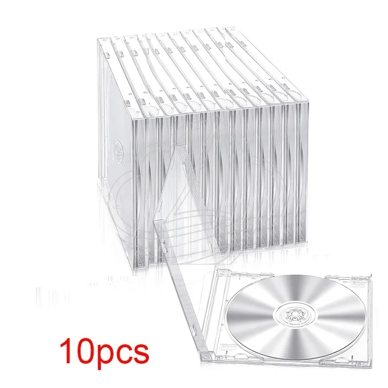 5/10Pcs Standard Single-Sided Clear CD DVD Cases with Transparent Tray Durable Plastic Storage Box for CDs DVDs
