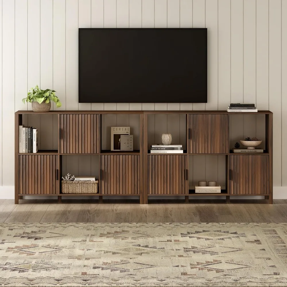 Modern Cube-Style Bookshelf with 3 Open Shelves and 3 Doored Cabinets for Home Storage