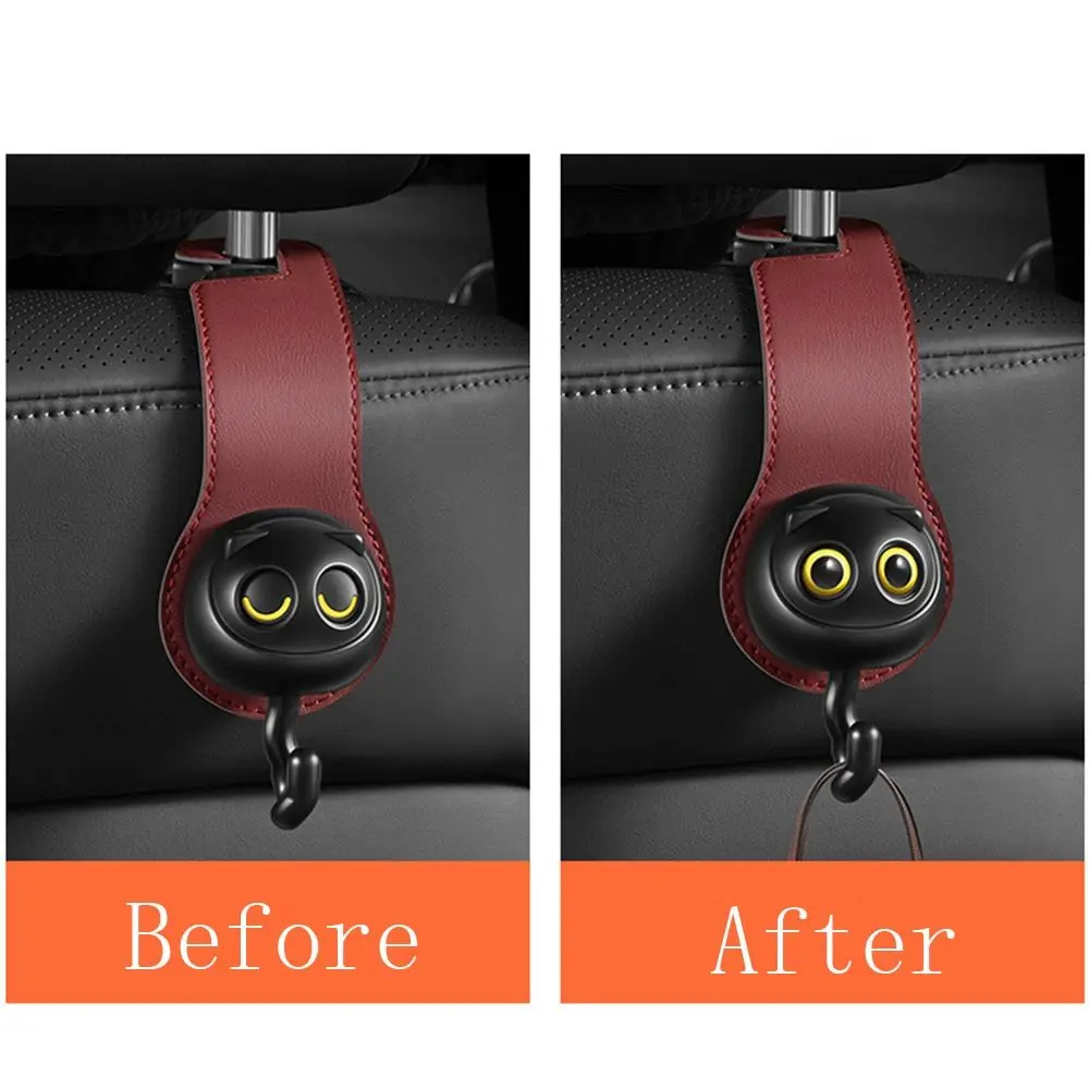 Gancho para asiento trasero de coche Blink Cat, ganchos colgantes para asiento de coche, ganchos ocultos para reposacabezas, cuero de microfibra ABS, accesorios de Interior de coche