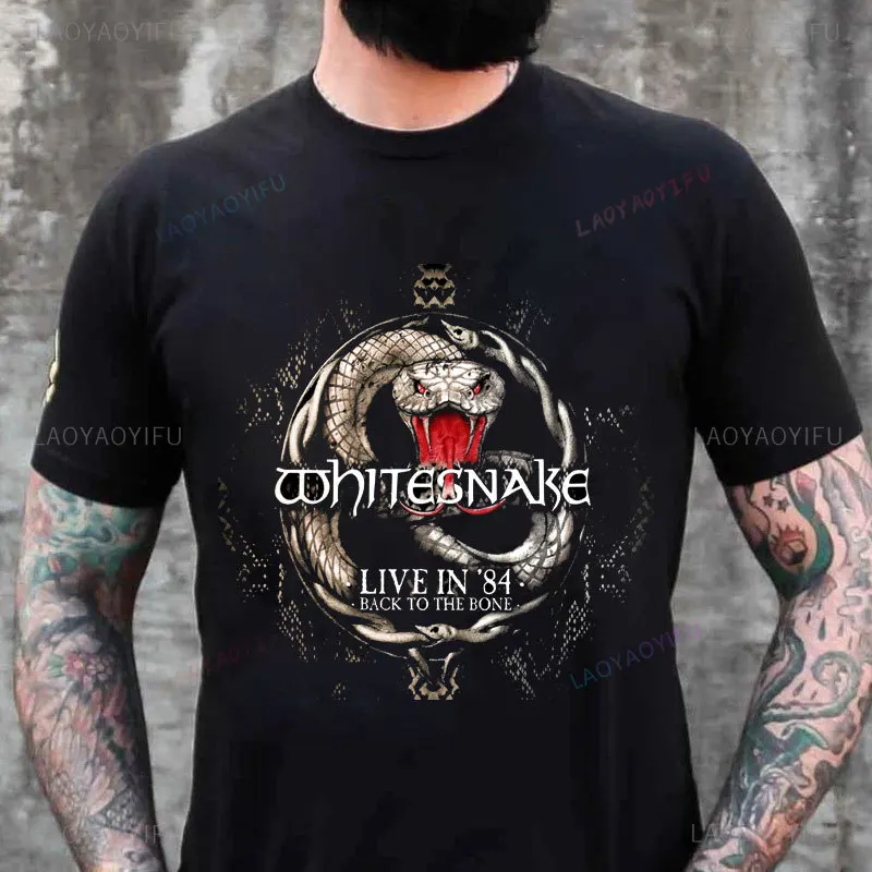 Cool Whitesnake Greatest Band Tour 2018 Black T Shirt 100% Cotton Short Sleeve T Shirt Funny Whitesnake Band Print Music Top Tee