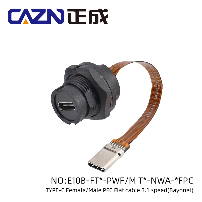 Type-C Male Female Panel Mount Receptacle Socket With Cable USB 3.1 FPC