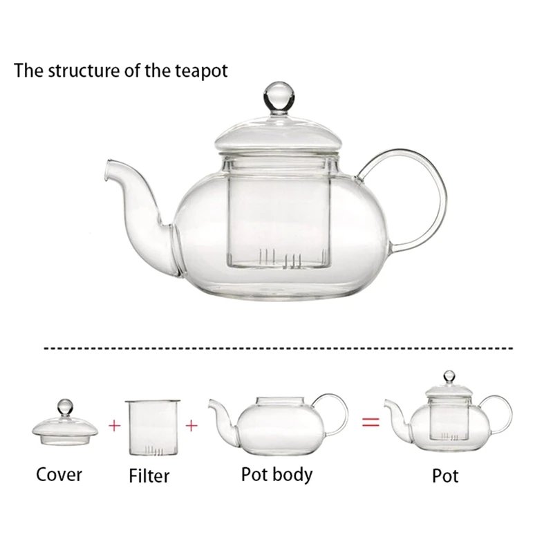 Heat-Resistant Glass Teapot Filter Kung Fu Tea Set Six-Person Pot Borosilicate Pot 600Ml