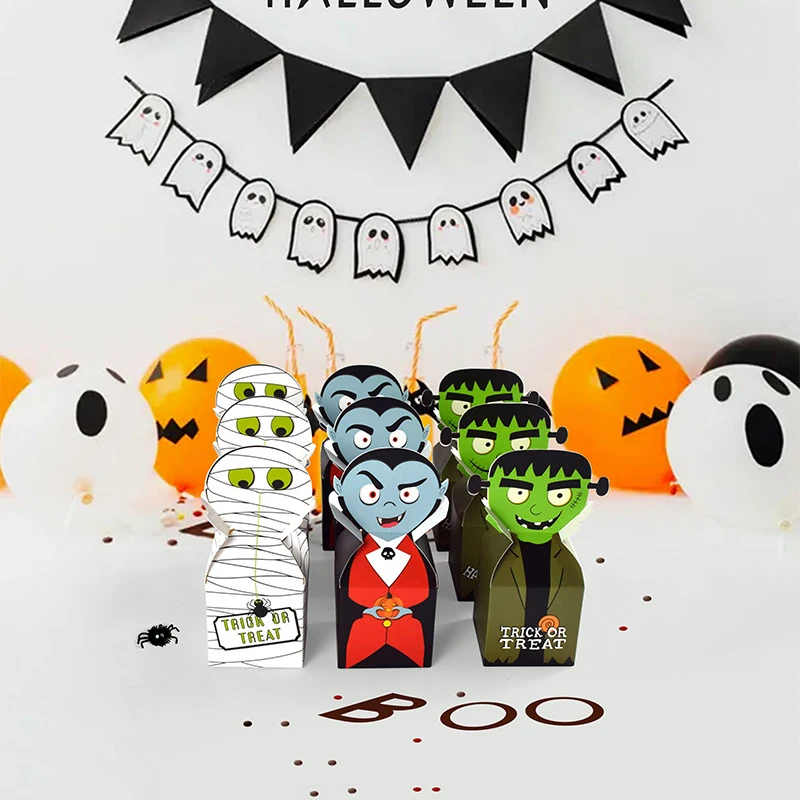 10/20pcs Halloween Monster Papier Süßigkeiten Geschenk box Keks Geister Kuchen bevorzugen Geschenk verpackungs boxen Halloween Thema Party Dekoration – Detail 5
