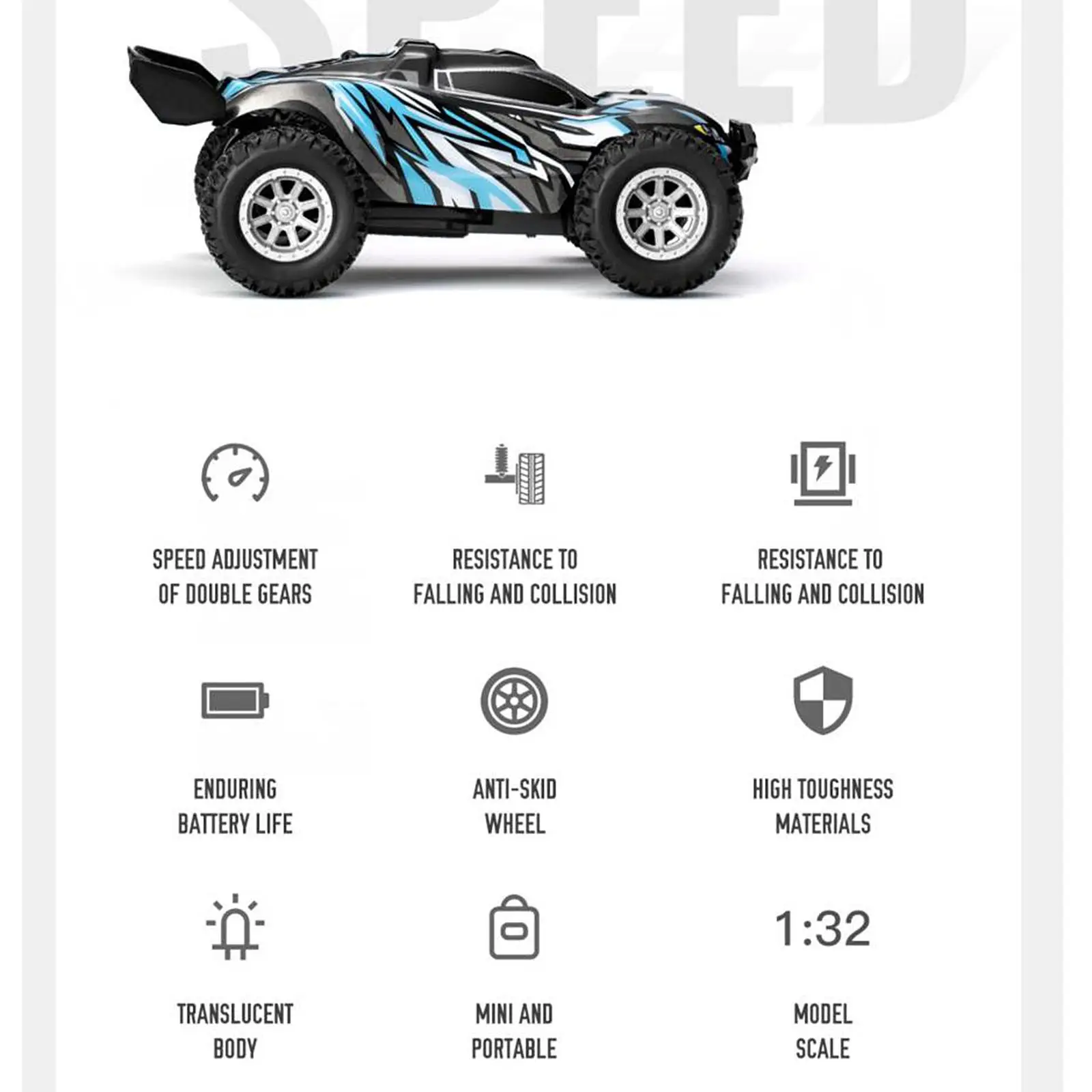 S658 1/32 RC samochód 2.4GHz High Speed 20 km/h Drift Toy RC tryb regulacji podwójna prędkość jazdy terenowej ciężarówki zabawki zdalnie sterowane