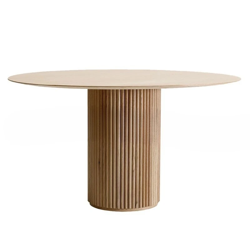 

Modern minimalist wabi-sabi style, log round wooden strip dining table for home use