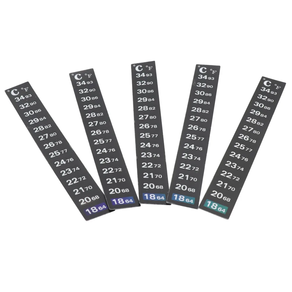 5/10/20PCS Dual Scale Self Adhesive Aquarium Fish Tank Strip Stick-on Thermometer Temperature Sticker 18-34℃ & 64-93℉