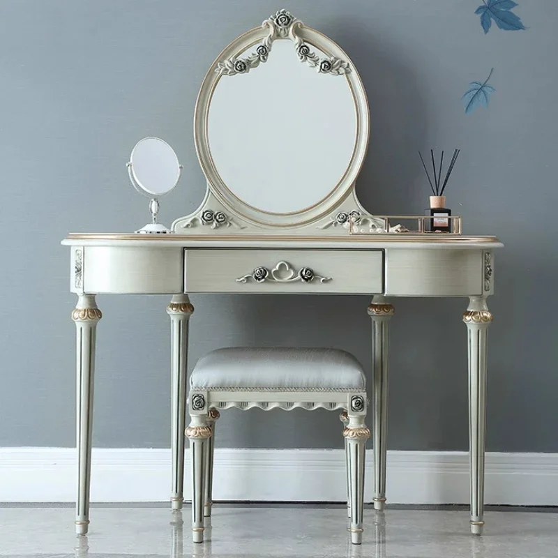 

Modern Wooden Dressing Table French Luxury Tool Chest Beauty Cosmetics Vanity Table Bedroom Storage Mirror Vestidores Furniture