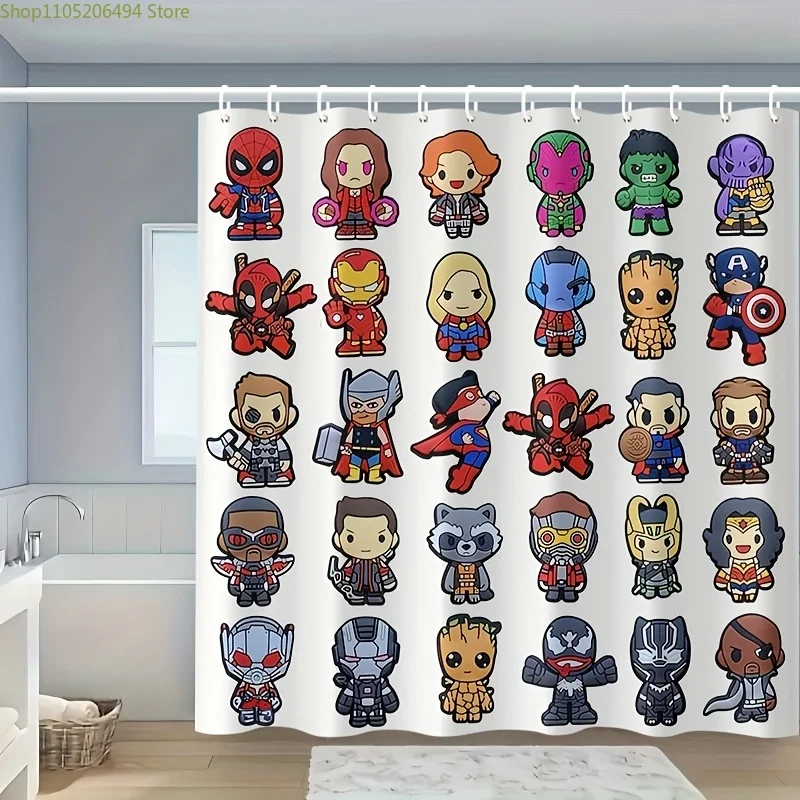 

Занавеска для душа MARVEL Avengers с милым мультяшным принтом, украшение для Хэллоуина или вечеринки, занавеска для душа с полиэстеровым принтом, для ванной комнаты.