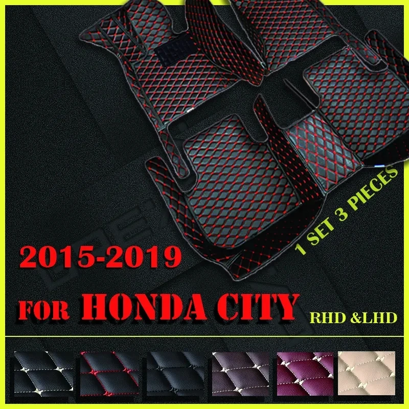 Car floor mats for Honda city 2015 2016 2017 2018 2019 Custom auto foot Pads automobile carpet cover