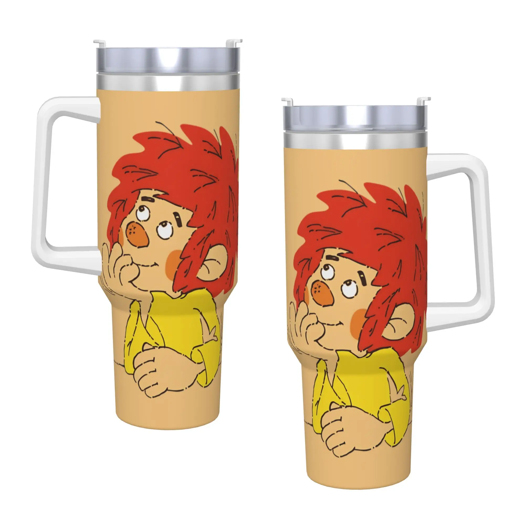 Pumuckl   Tumbler  Cold Drink Water Bottle Keep Heat Stainless Steel Coffee Mug Graphic Beach Mugs Cup