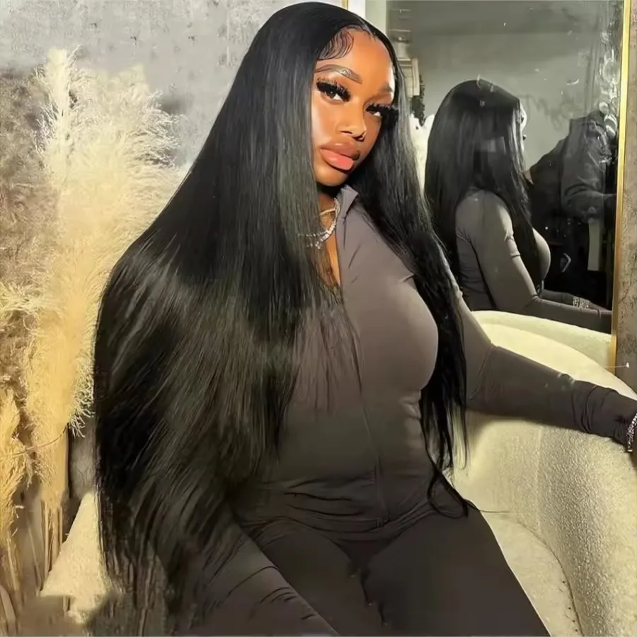 

40 Inch 13x6 Hd Transparent Lace Frontal Human Hair Wig 200% Density 13x4 Bone Straight Lace Front Wigs Human Hair Pre Plucked