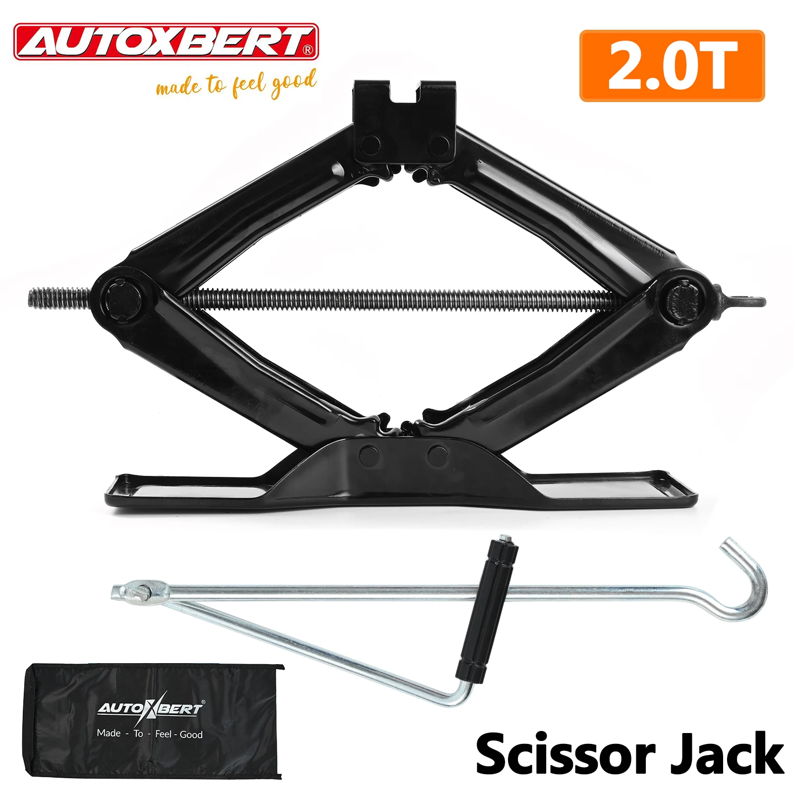 

2.0TON Scissor Jack Car Lift Tool Crank Wrench Large Base Universal Lifting Jack