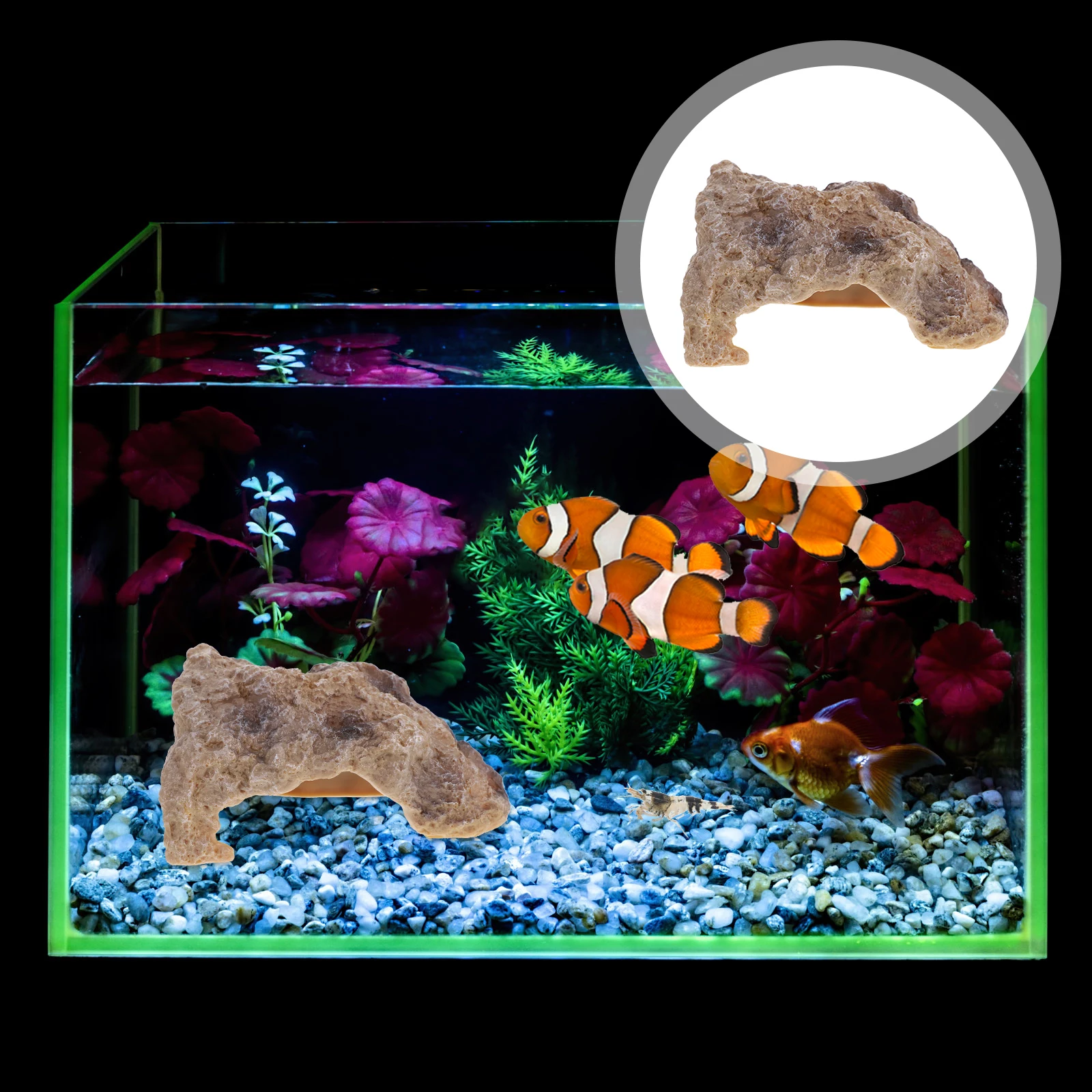 

Rock Hiding Hole Fish Tank Decor Decorations Hideout Ornament Halloween Fishtank Landscaping Aquarium Resin Ornaments The