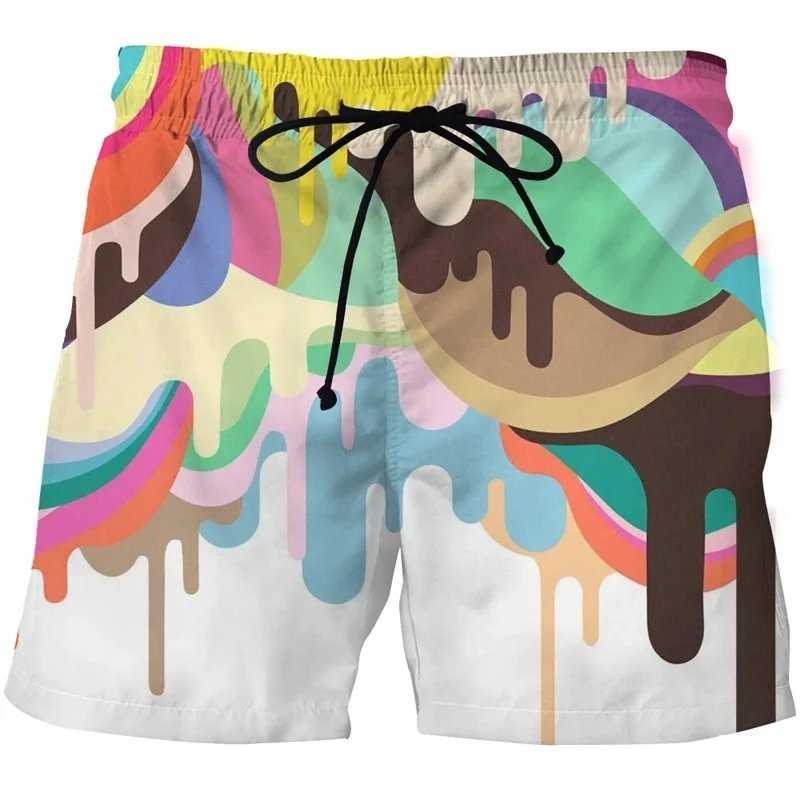 Colorful 3D Art Men Beach Briefs Sexy Board Man Swimsuit Shorts Cool Pants Summer Casual Comforts Skateboard Sport Swim Trunks