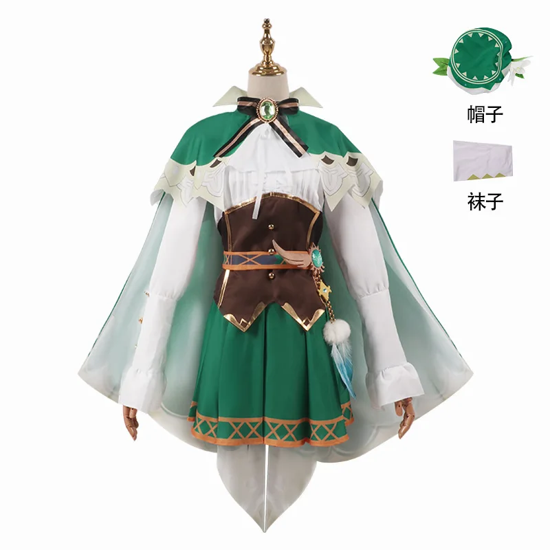 Impact Venti Cosplay Kostuum Genshin Impac Kostuum Pruik Volledige Set Mondstadt Wind God Spel Uniform Halloween Kostuums Voor Vrouwen