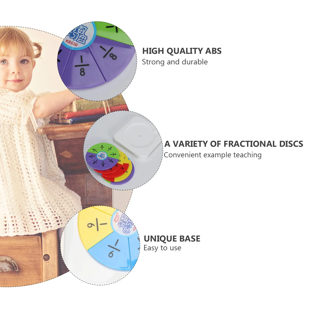 1Set pädagogische Bruchkreise, buntes, langlebiges Mathe-Lehrset, hilft bei der Visualisierung von Brüche, Multiplikation, Zählen