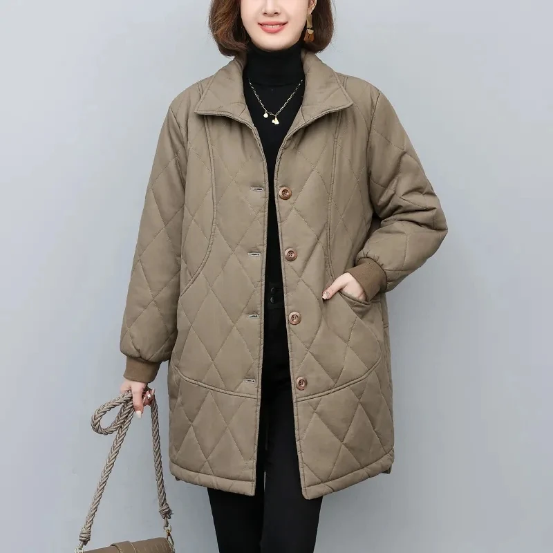 Oversized 6XL Women's Winter Coat Middle-aged mother's Loose Plush Thick Cotton Jacket Medium length Lamb wool Casual Jackets