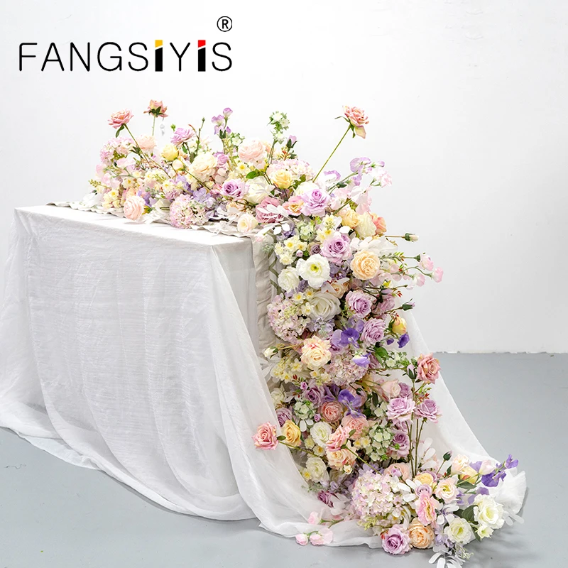 

230cm Long Banquet Table Flower Runner Artificial Flower Arrangement Wedding Arch Background Decoration Flower Row Party Props