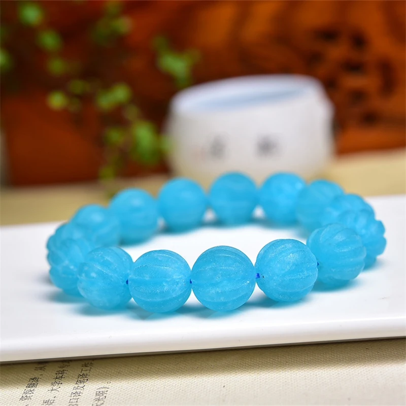 Natural Amazonite Pumpkin Bead Bracelet Women's New Chinese High-grade Jewelry Chinese Wind Gift 1pcs