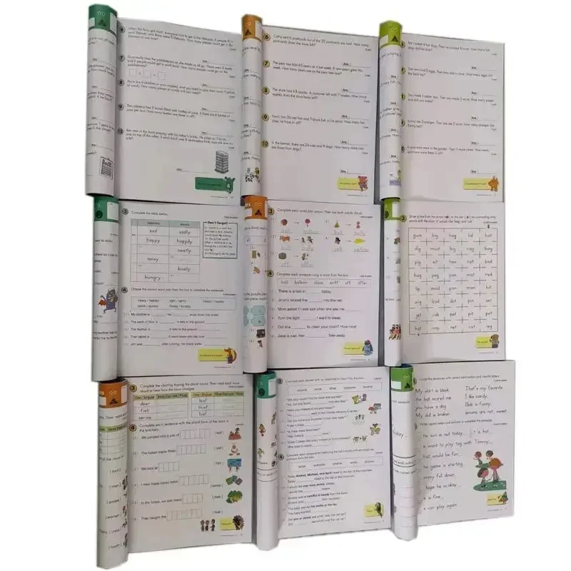 9 كتب/مجموعة كومون وثيقة نمط التعليم الرياضيات + الكتابة + كتاب تمرينات القراءة للصفوف 1-3