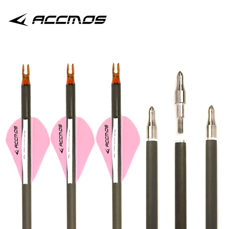 27/28/29/30/31inch Pure carbon arrows Spine300/350/400/500/600/700/800 Id6.2mm Target Practice arrow Recurve/Compound Bow Arrow