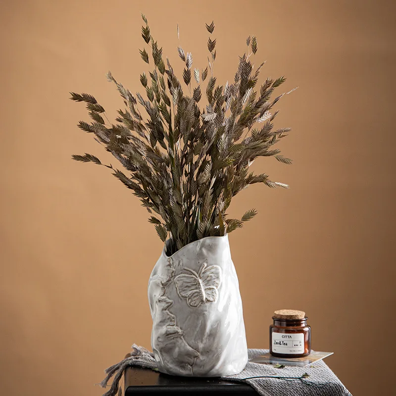 CAPIRON Ceramic Butterfly Vase Wabi Sabi Flower Pot Aesthetic Home Decor Modern Minimalist Irregular Dried Flowers Living Room