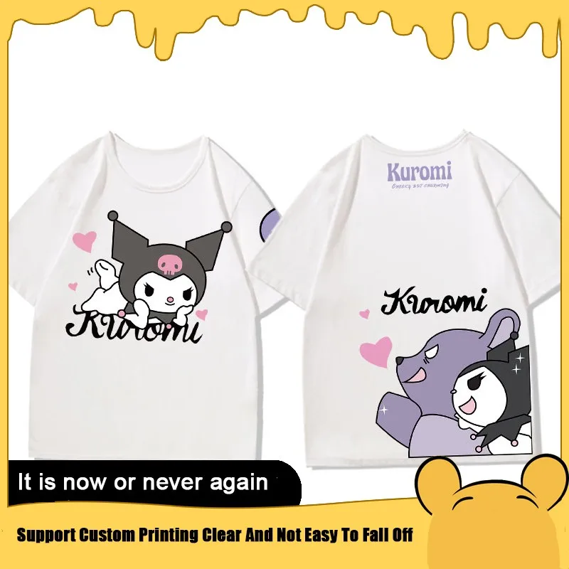 

Kuromi Co-branded Short-sleeved T-shirt Women Niche Design Sense Sanrio T-shirt Girls Loose Clothes Cotton