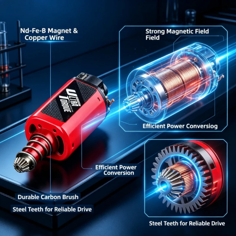 480 Carbon Brush DC Motor High Torque High Speed NdFeB Magnet Motor, Pure Copper Wire Short Long Shaft Hobby