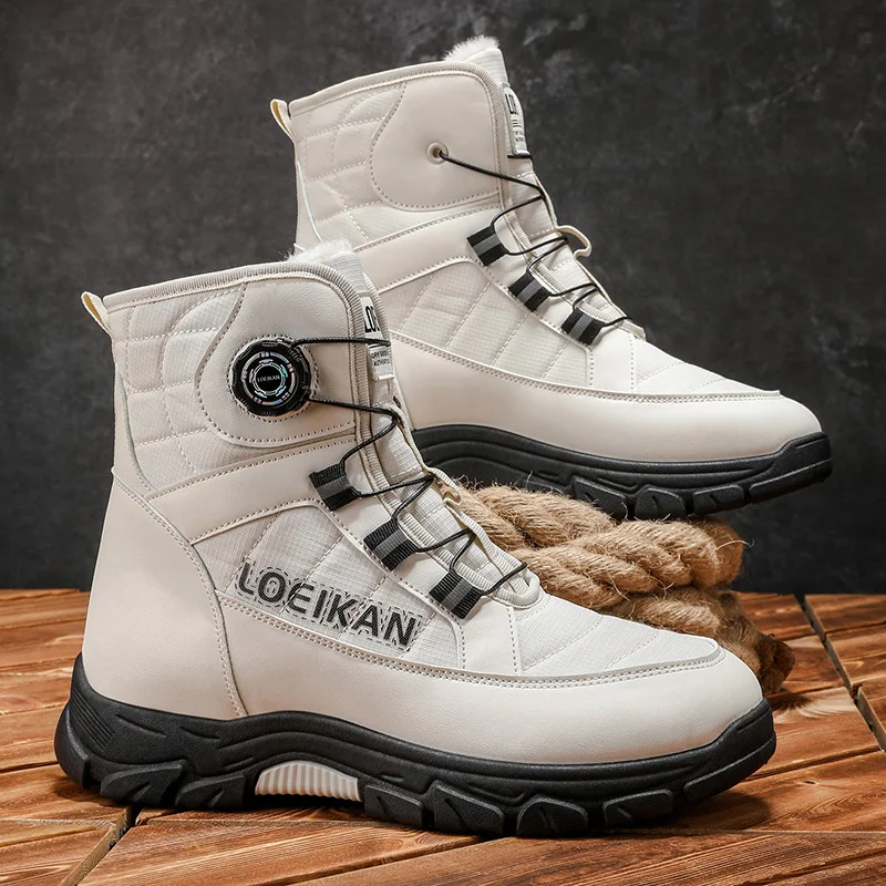 الشتاء أفخم الرجال دراجة نارية الأحذية الروتاري مشبك عالية أعلى السائقين أحذية للرجال حذاء من الجلد في الهواء الطلق الدافئة المخملية الثلوج الأحذية رجل