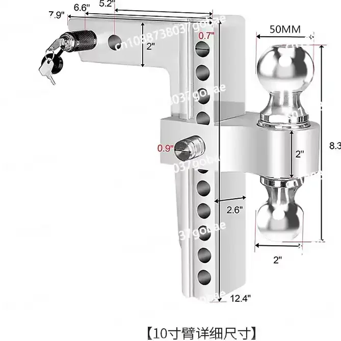 High Strength Adjustable Trailer Arm Porous Positioning Trailer Hook Double Ball RV Trailer Connector