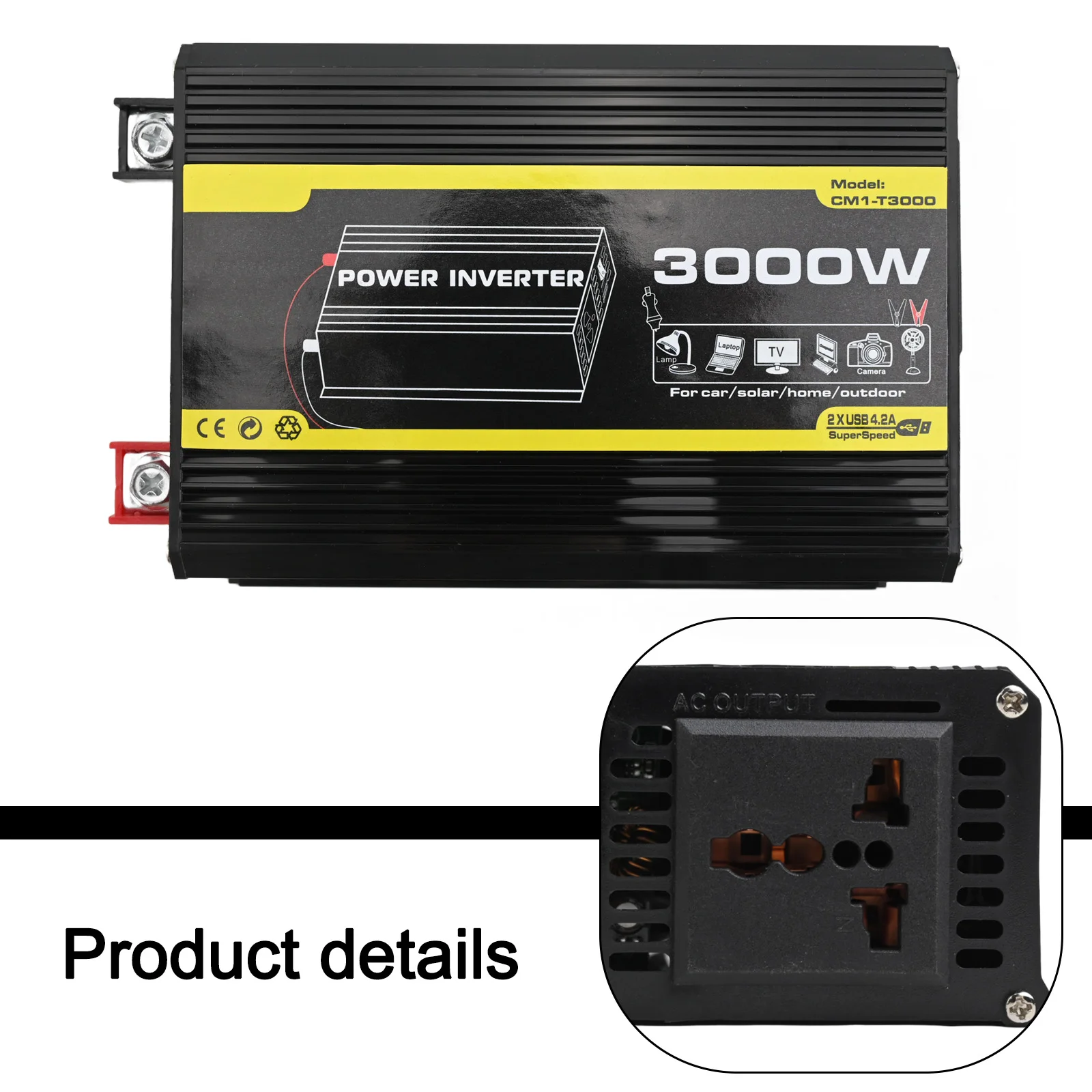 Wave Converter Car Inverter 12V To AC 220V/110V Auto Parts Electronics Accessories Green Work Light New Practical