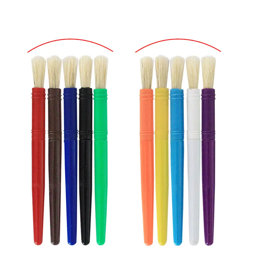 

5 Pcs Paint Brush Set Child Colorful Brushes Bamboo Chubby Paintbrushes Flat Painting