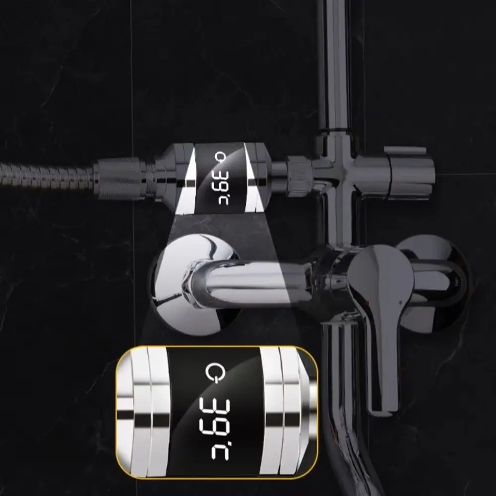 

LED Digital Display Water Temperature Monitor High-precision Multifunctional Shower Water Thermometer ABS Silvery