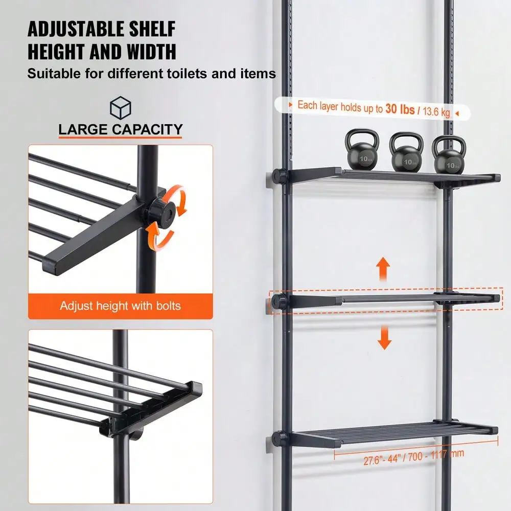 Over the Toilet Storage 4-Tier Bathroom Shelf Rack Space Saver Organizer