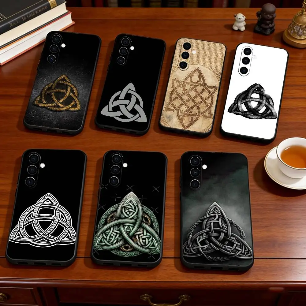 Celtic Knot Pattern Phone Case Black Silicone Soft For Samsung Galaxy A73,A72,A71,A70,A53,A52,A51