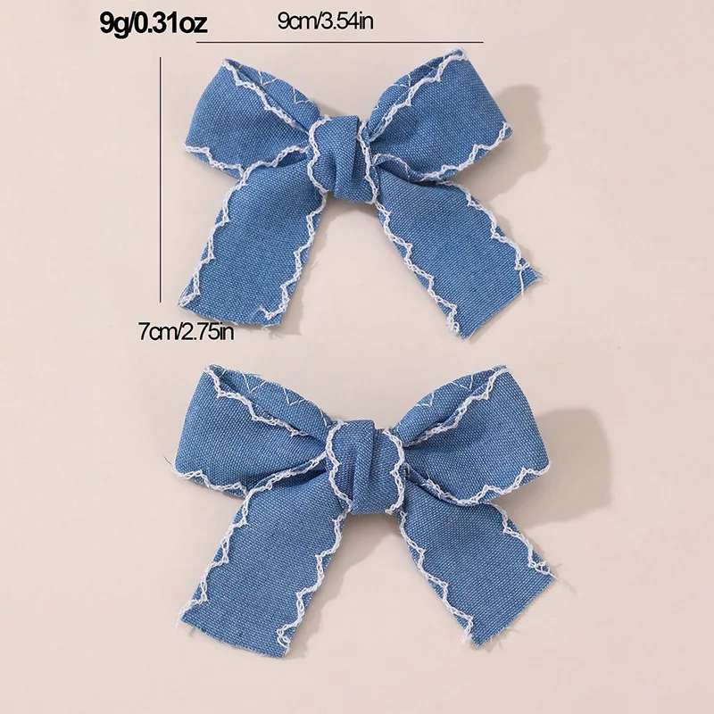 2/8 Stück/Set Star Denim Bow Haarspangen – Alligator-Clips für doppelte Pferdeschwänze, niedlich und vielseitig, ein unverzichtbares Accessoire für den Alltag. – Detail 3
