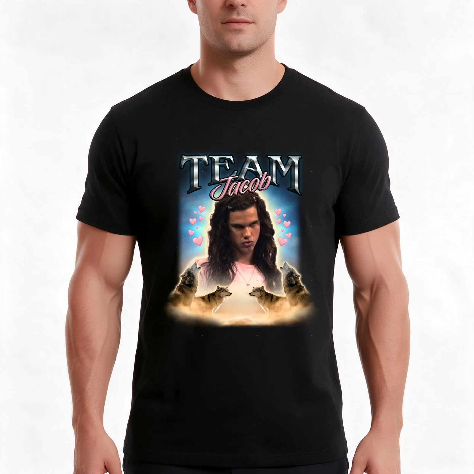 Team Jacob Cursed Fan Collage Classic T-Shirt, Summer Casual Cotton Tee, Oversized Streetwear Tops, Vintage Graphic Print