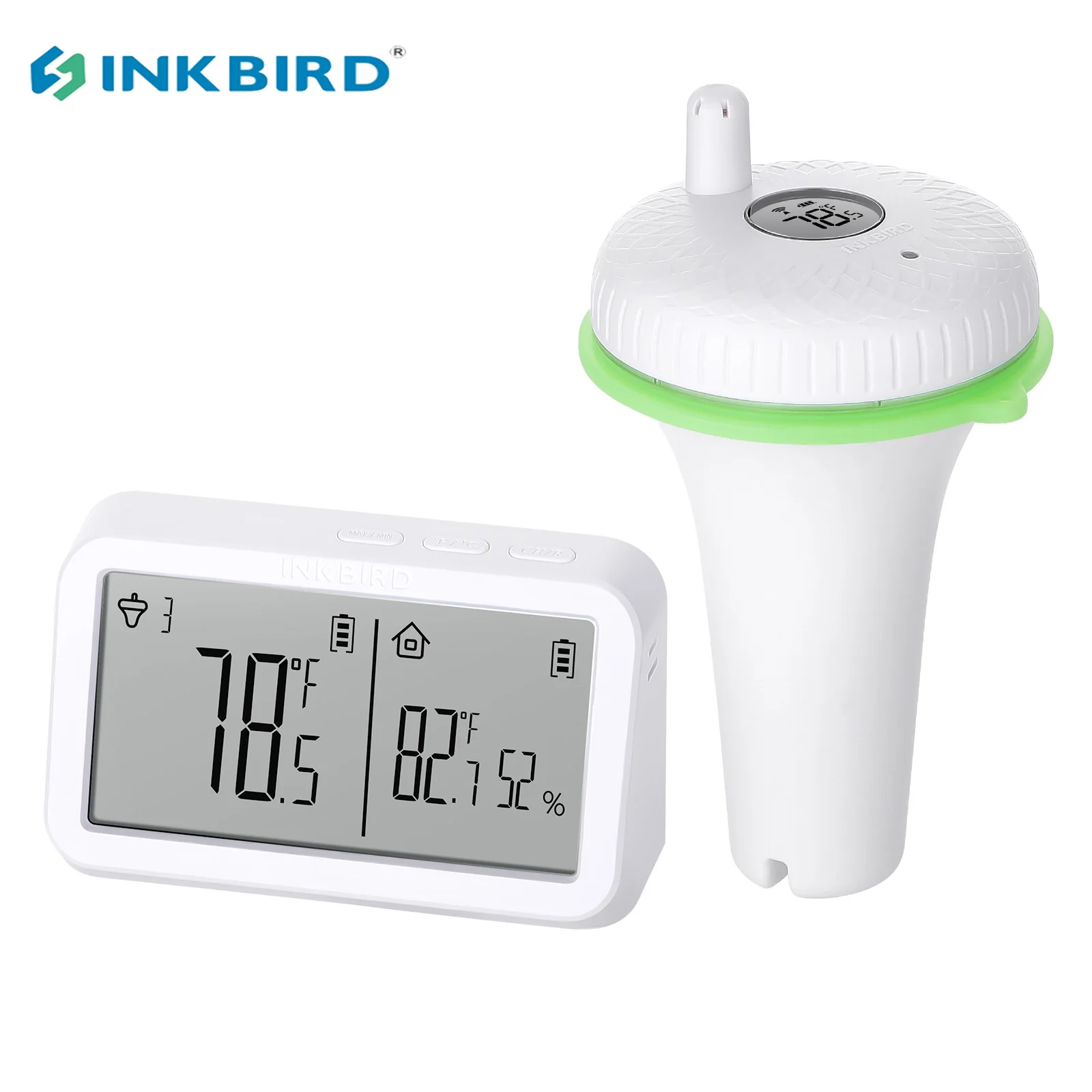 INKBIRD Wireless Floating Pool Thermometer IBS-P02R  Swim SPA Pond Tub Waterproof Digital Floating Temperature Transmitter Meter