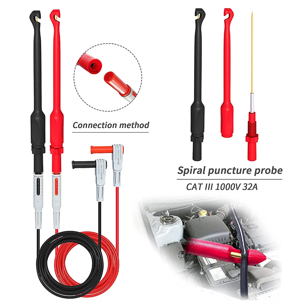 COFA-Kit Uji Otomotif Multimeter dengan Klip Tindik Kawat Probe Tusukan 4Mm Set Kabel Uji Ekstensi Steker Pisang