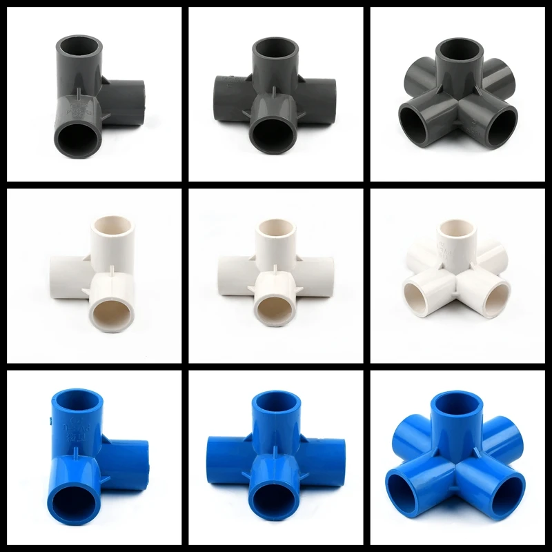 1PC PVC Joints 20 25 32 40 50mm Irrigation Tube Frame Connectors PVC Pipe 3D Accessories Aquarium Fittings White Water Pipe