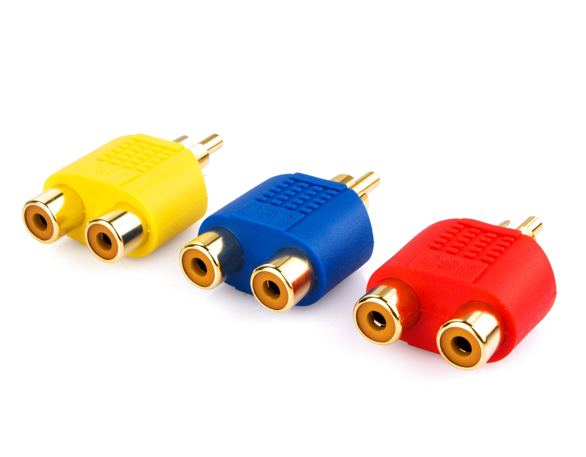 24K Gold RCA Y Splitter 1 Male to 2 Female Adapter for TV DVD VCR Camera Amplifier Audio Video AV Cable Converter High Quality
