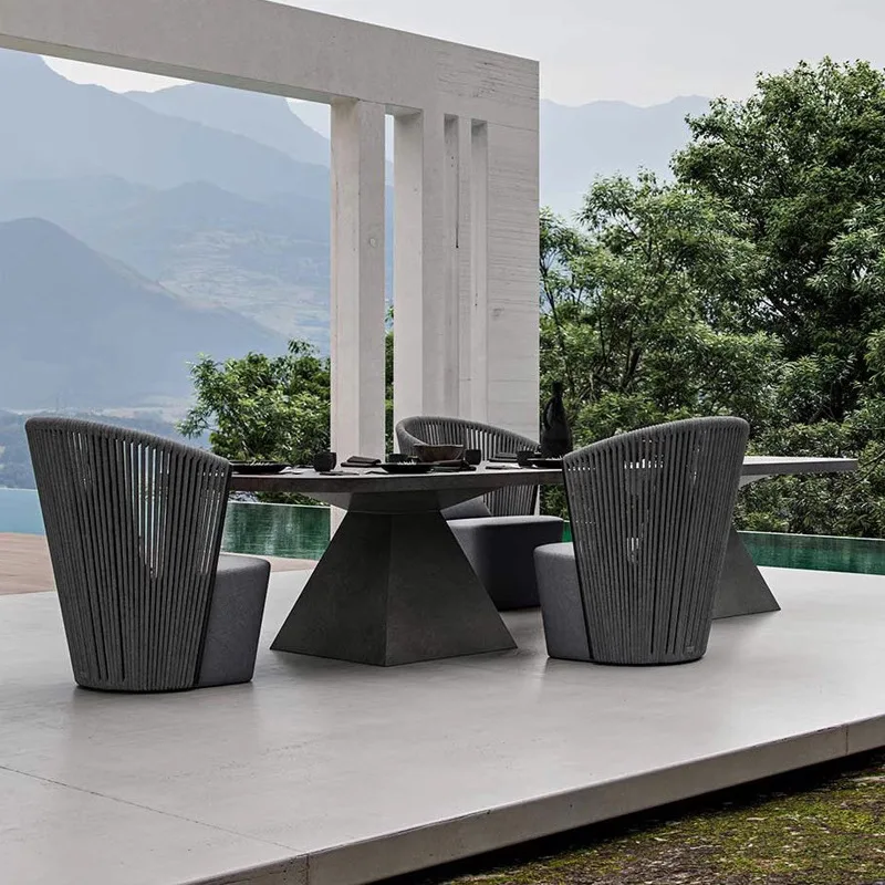 

Outdoor rattan table and chairs patio tea table rock slab outdoor furniture garden rattan chair dining chair